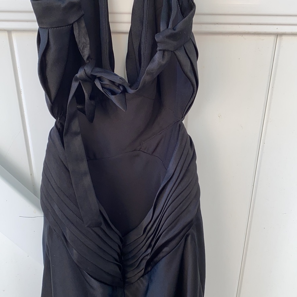 BCBGMaxAzria Black Halter Satin Evening Dress - Picture 4 of 7